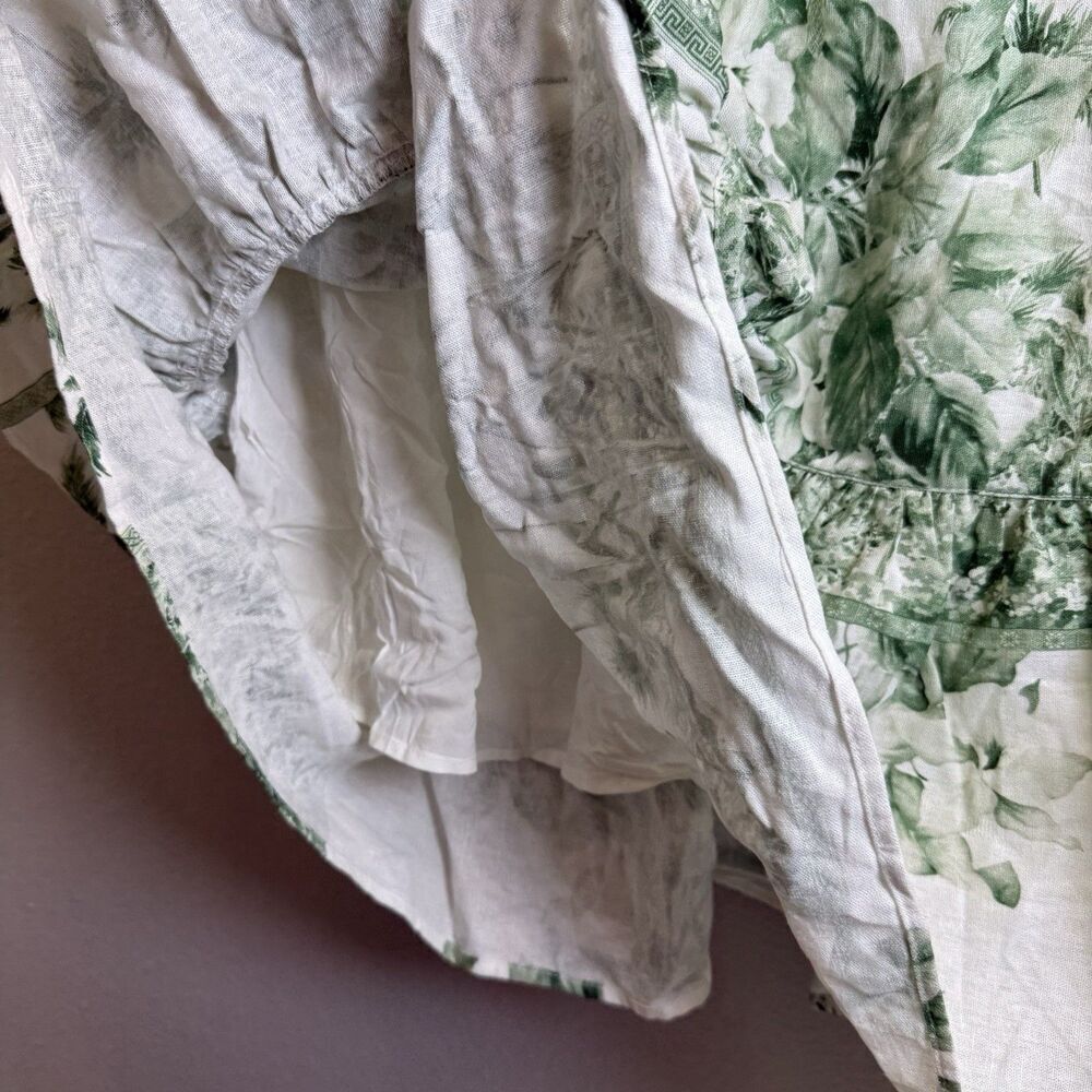 Rachel Zoe Linen Blend Skirt Green Size Small Coastal Living Garden Print Palms - Picture 5 of 8